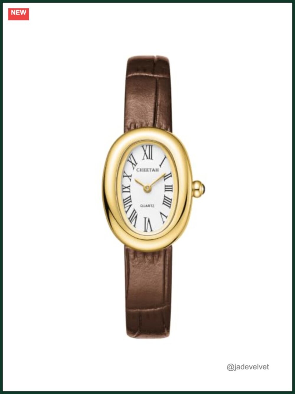 Vintage Oval Leather Strap Watch Japanese Quartz 3ATM Water Resistant